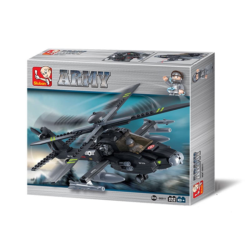 Sluban Military Blocks Army Bricks Toy - Ah-64 Apache Helicopter,293 pieces - Image 5